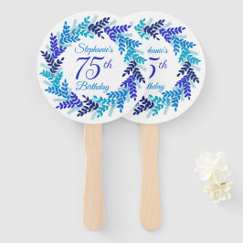 Elegante Blauwe Krans 75e Verjaardag Handwaaier