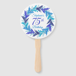 Elegante Blauwe Krans 75e Verjaardag Handwaaier