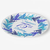 Elegante Blauwe Krans 75e Verjaardag Papieren Bordje (Gekanteld)