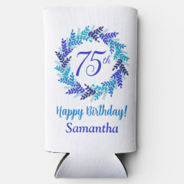 Elegante Blauwe Krans 75e Verjaardag Seltzer Blikjeskoeler