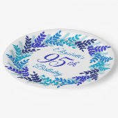 Elegante Blauwe Krans 95e Verjaardag Papieren Bordje (Gekanteld)