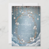 Elegante blauwe kristal druppels bruiloft kaart (Voorkant)