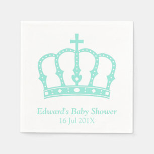 Elegante Blauwe Kroon Prins Baby Shower Servetten