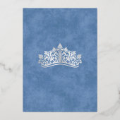 Elegante blauwe kroon Tiara Quinceanera Folie Uitnodiging (Achterkant)