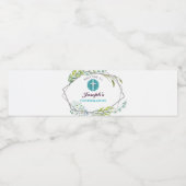 Elegante Blauwe Kruis Bladerige Botanische Bevesti Waterfles Etiket (Enkel label)