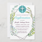 Elegante Blauwe Kruis Botanische Bloembevestiging Kaart (Voorkant)