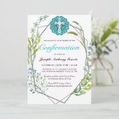 Elegante Blauwe Kruis Botanische Bloembevestiging Kaart (Staand voorkant)