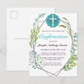 Elegante Blauwe Kruis Botanische Bloembevestiging Uitnodiging Briefkaart (Voorkant / Achterkant)