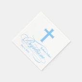 Elegante blauwe kruis doop gepersonaliseerde serve servet (Hoek)