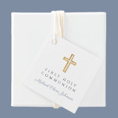 Elegante Blauwe Kruis Jongen Eerste Communie Bedankjes Labels