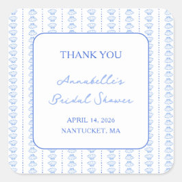 Elegante Blauwe Kust Chic Bruidsfeest Bedankt Vierkante Sticker