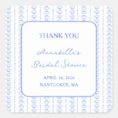 Elegante Blauwe Kust Chic Bruidsmeisjesfeest Dankj Vierkante Sticker (Voorkant)