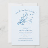 Elegante Blauwe Kustkreeft Bruidsdouche Kaart (Voorkant)