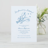 Elegante Blauwe Kustkreeft Bruidsdouche Kaart (Staand voorkant)