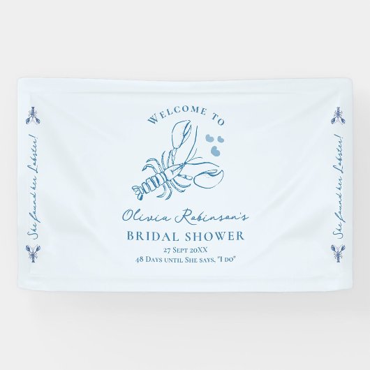 Elegante Blauwe Kustkreeft Bruidsdouche Spandoek