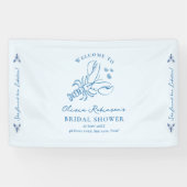 Elegante Blauwe Kustkreeft Bruidsdouche Spandoek (Horizontaal)