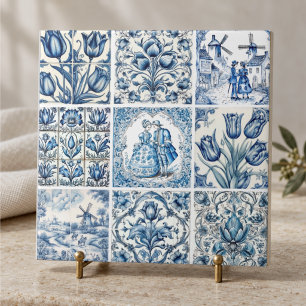 Elegante blauwe landelijke bloem toile tegeltje