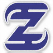 Elegante blauwe letter Z monogram Sticker (Voorkant)