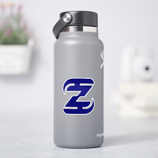 Elegante blauwe letter Z monogram Sticker (HydroFlask)