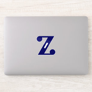 Elegante Blauwe Letter Z Monogram Sticker