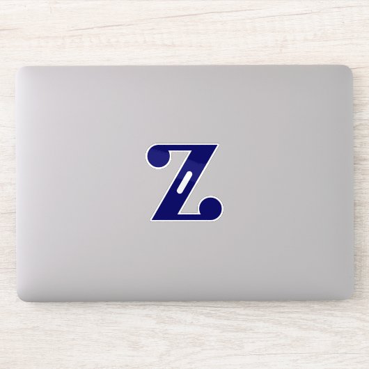Elegante Blauwe Letter Z Monogram Sticker (Computer)