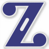 Elegante Blauwe Letter Z Monogram Sticker (Voorkant)