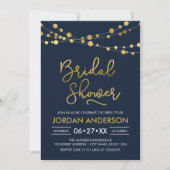 Elegante Blauwe Lichtslingers Bruidsdouche Kaart (Voorkant)