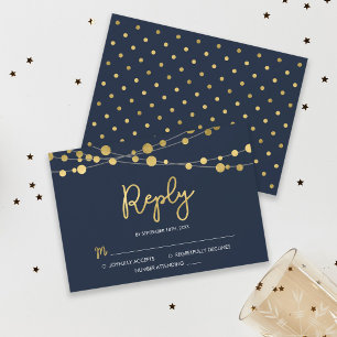 Elegante Blauwe Lichtslingers RSVP-antwoord RSVP Kaartje