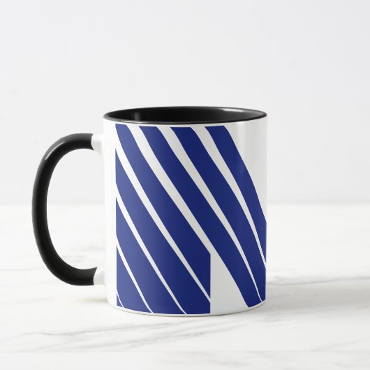 Elegante Blauwe Lijn Letter M Mok (Links)