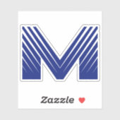 Elegante Blauwe Lijn Letter M Sticker (Vel)