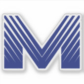 Elegante Blauwe Lijn Letter M Sticker (Voorkant)