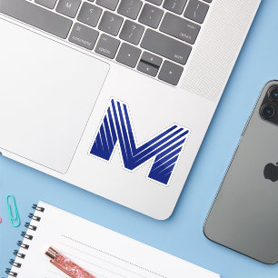 Elegante Blauwe Lijn Letter M Sticker