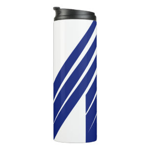 Elegante Blauwe Lijn Letter M  Thermosbeker