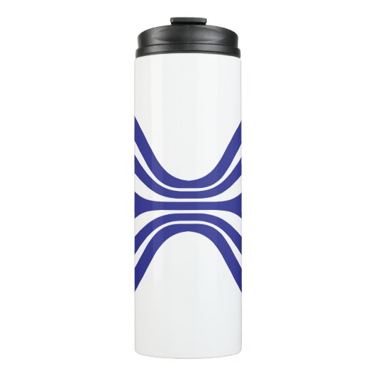 Elegante Blauwe Lijn Letter X Monogram Thermosbeker (Voorkant)