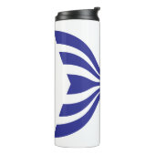 Elegante Blauwe Lijn Letter X Monogram Thermosbeker (Gedraaid links)