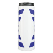 Elegante Blauwe Lijn Letter X Monogram Thermosbeker (Achterkant)