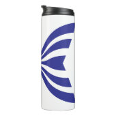 Elegante Blauwe Lijn Letter X Monogram Thermosbeker (Geroteerd rechts)