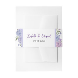 Elegante Blauwe & Lila Waterverf Hydrangea Huwelij Uitnodigingen Wikkel