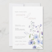 Elegante Blauwe & Lila Wildflowers Wedding Kaart (Voorkant)