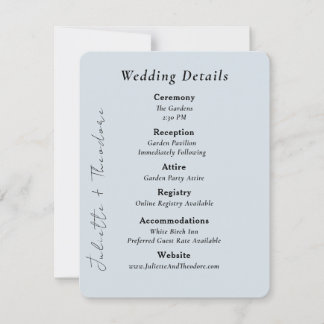 Elegante Blauwe Linnen Huwelijksdetailskaart Save The Date