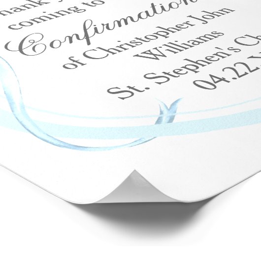 Elegante blauwe lint boog bevestiging partij poster (Hoek)