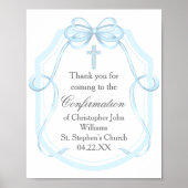 Elegante blauwe lint boog bevestiging partij poster (Voorkant)