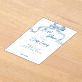 Elegante blauwe lint bruids douche uitnodiging (Laagn)