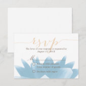Elegante Blauwe Lotus Bloemen Huwelijk RSVP Reacti (Voorkant / Achterkant)