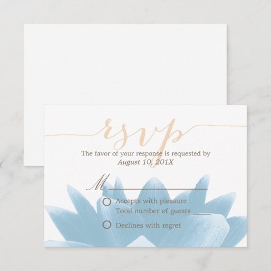 Elegante Blauwe Lotus Bloemen Huwelijk RSVP Reacti (Voorkant / Achterkant)