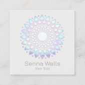 Elegante blauwe lotusbloem Mandala Vierkante Visitekaartje (Voorkant)
