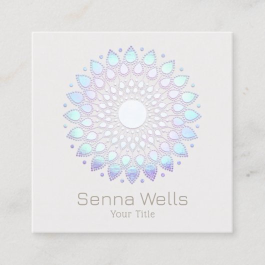 Elegante blauwe lotusbloem Mandala Vierkante Visitekaartje (Voorkant)