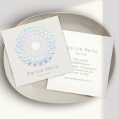 Elegante blauwe lotusbloem Mandala Vierkante Visitekaartje