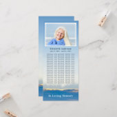 Elegante blauwe lucht stralen begrafenis overlijde kaart (Voorkant / Achterkant in situ)