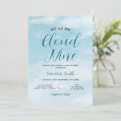 Elegante Blauwe Lucht Wolken Negen Baby Shower The Kaart (Staand voorkant)